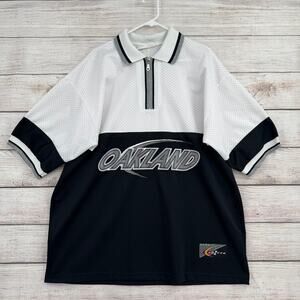 Vintage 90's Weekend Oakland 1/4 Zip Jersey Shirt Mens 2XL White Black Raiders